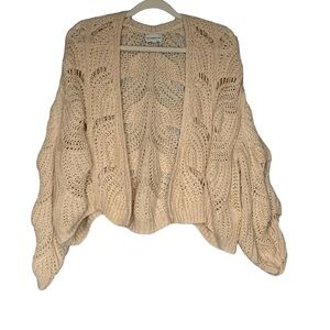 Silverflint loose Open Knit pale peach pink Cardigan‎ Sweater. Size M